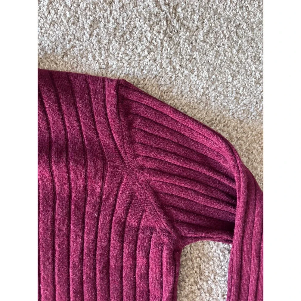 Quiet Luxury‎ Preppy 100% Cashmere Sweater Mens Large Rib Knit Red Academia